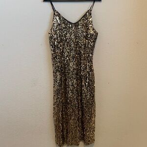 JUST Gold Sequin Dress Size Small